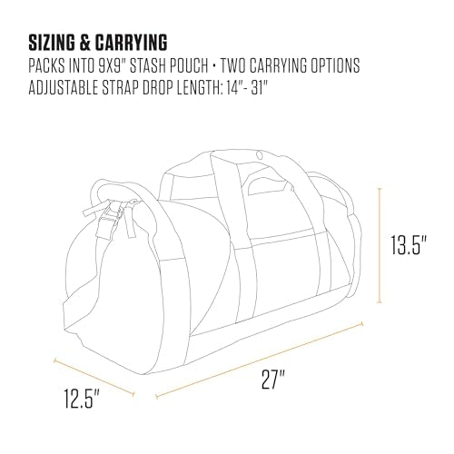 Carhartt Classic Round Duffel with Utility Pouch, Heavy-Duty, Water-Resistant Packable Gear Bag for Jobsite, Gym, and Travel - color: Gravel, style: 60l