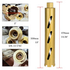 2" Dry Core Drill Bits for Cured Concrete with Rebar Brick Block Masonry etc 13in/330mm Drilling Depth，10mm Diamond Segment Height，2 Adapters - size: 2 inches