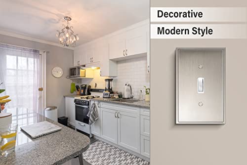Henne Bery Soft Modern Decorative Wall Plate Switch Plate Outlet Cover (Single Toggle 3PK, Satin Nickel) - style: Single Toggle 3PK