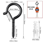 PlusRoc 20 Pack Screw Hooks for Hanging Plants Outdoor Lights(Black) - color: Black