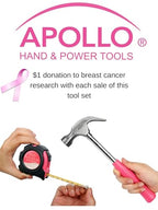 Apollo Tools 135 Piece Household Tool Set, Pink DT0773N1 - color: Pink, size: 135-Piece