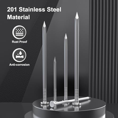 VGBUY 20PCS Stainless Steel Hardware Nails, 5 Inch Flat Head Nails for Hanging Pictures, Picture Hanging Nails, Long Nails, Wall Nails, Wood Nails, Finishing Nails - color: Silver, size: 5 Inch