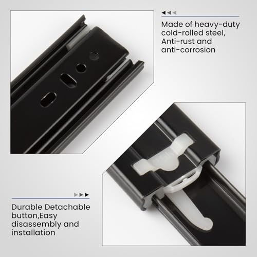 LONTAN 1 Pair Black Side Mount Drawer Slides 22 Inch Heavy Duty Rails - color: Black, size: 22 Inch - Drawer Slide