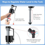 Saillong 6 Set Universal Toilet Tank Replacement Kit, Include Fill Valve, 2 Inch Low Flow Rubber Flapper, Front Mount Toilet Flush Brass Handle, Adjustable, Quiet, Easy Install Repair Kit