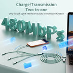 4 in 2 Multi Charging Cable, USBA/C Universal Charging Cords 2 Pack 5FT - color: Mint Green &Sliver