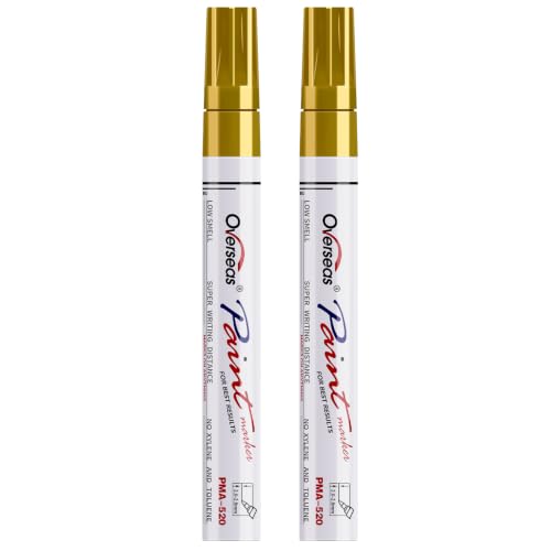 Overseas Gold Paint Pens Permanent Markers, 2 Oil Based Paint Makrers - color: Gold