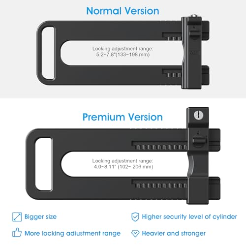 AST French Door Lock for Double Doors, Adjustable, 3 Brass Keys, Key Alike - style: Matte Black with Keyed Alike