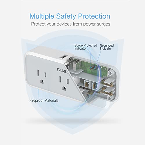 TESSAN Multi Plug Outlet Extender, USB C Wall Charger, Surge Protector,Grey - color: Gray, size: 5 Outlets (USB-C)