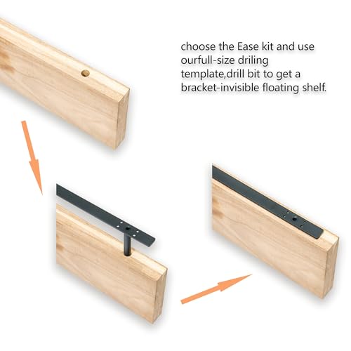 53'' Heavy-Duty Hidden Floating Shelf Bracket – 210 LBS Max Load (Mounted on Studs), Floating Mantel Bracket for Fireplace & Wall Shelves, Includes Easy Installation Kit（53 inch Brackets） - size: 53 Inch - With Ease Kit