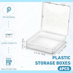 Jetec 6 Pieces Small Clear Plastic Storage Box, 5.9 x 5.9 x 1.5 Inch - size: 5.9 x 5.9 x 1.5 Inch