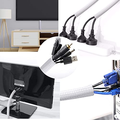 Cable Management Sleeve, Split Design, 10FT - 1 Inch, White - color: White, size: 1"-10ft