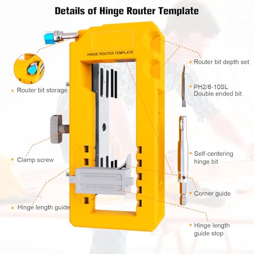 Door Hinge Jig with Door Lock Installation Kit,Door Hinge Mortiser Template - size: C