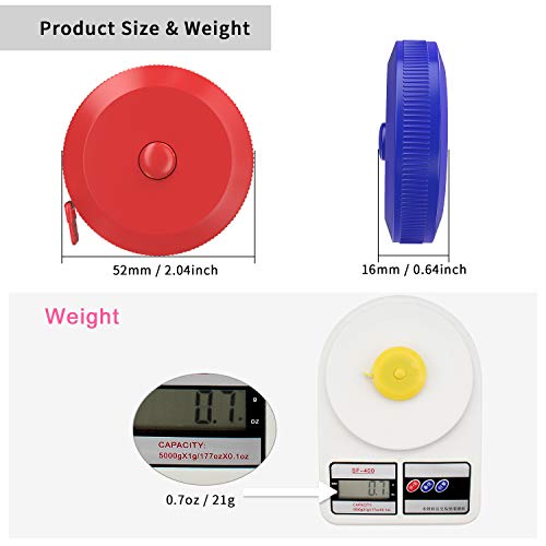 DiCUNO 10-Pack Soft Retractable Measuring Tape, 60-Inch 1.5 Meter, 10Colors - color: 10 Colors