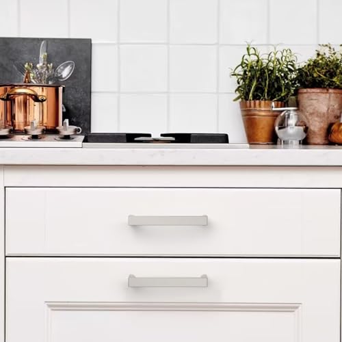 10 Pack 3.75 Inch Brushed Nickel Cabinet Pulls, Kitchen Hardware - color: Brushed Satin Nickel, size: 3.75"/96MM Hole Center, style: 10 Pack
