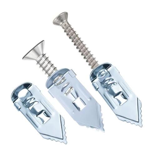 80pcs Silver Self Drilling Drywall Anchor Kit, Carbon Steel Zinc Expansion Wall Anchors (0.47x1.18 Inch) with Self Tapping Screw Heavy Duty, Easy Application No Drill or Holes in Wall. - color: Silver (0.47x1.18inch)