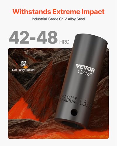 VEVOR Impact Socket Set, 1/2" 19 Piece Impact Sockets, Deep Socket, 6-Point Sockets, 1/2 Inches Drive Socket Set Impact 3/8 inch - 1-1/2 inch, Cr-V Rugged Construction, with a Storage Cage - size: 1/2" 19 PCS