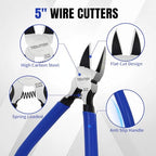 2-Piece Small 5 Inch Flush Cutters & Wire Cutters Set Pliers - size: Flush Cutters & Wire Cutters