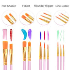 ESRICH 60PCS Pink Paint Brushes, Paint Brush for Acrylic Painting - color: Pink, size: 60