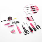 HANGYING 39-Piece Household Tool Set, Pink Tool Kit for Women with Toolbox - color: Pink