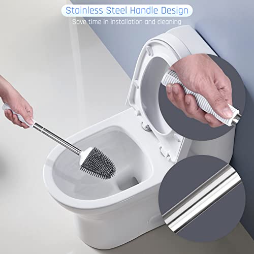 Sellemer Silicone Toilet Brush, Ventilation Slots Base Holder 4 Pack, White - color: White-4pcs