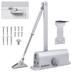 Commercial Grade Hydraulic Door Closer Large Size, Heavy Duty No Slam with Hold Open, Silver - size: Large, style: Silver