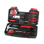 HANGYING 39-Piece Household Tools Kit, Red Home Tool Set with Storage Case - color: Red