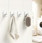 GWAAZXGZ Square Self Adhesive Towel Hooks - 2 Pack White Metal Hooks - color: White, size: 2 Pack