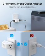 TROND 2 Prong to 3 Prong Outlet Adapter with 360 Rotating Plug - color: White, size: 3AC-2 Prong (Rotating Plug), 1 Pack