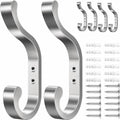 Coat Hooks Wall Mount,Heavy Duty Wall Hooks for Backpack,Towel,Silver 6 Pcs - color: Silver, size: 6 Pack