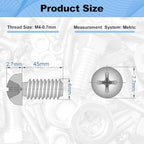 M4x45mm Machine Screws Pan Phillips Cross for Furniture Repairs 3D Printer - size: M4x45mm