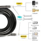 Sewer Jetter Kit for Pressure Washer 100ft 1/4 Inch NPT - size: 100FT X1/4in