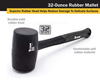 Titan 63232 32oz Rubber Mallet, Non-marking Double-faced Solid Head, 15" Shock Absorbing Fiberglass Handle with Textured Grip - style: 32oz Black