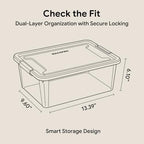 MACOPRO 17QT Craft Storage Box with 2 Removable Caddy Trays, Clear Stackable Plastic Organizer with Lid for Art Supplies, Beads, Sewing Tools, Pens & Kids Toys (White, 1Pack-2-in-1) - size: 1Pack-17QT-2-in-1