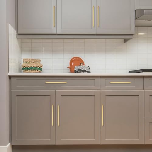 Ravinte Brushed Brass Solid Pulls Cabinet Handles 10 Inch 5 Pack - size: 10 Inch Hole Center