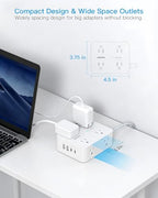 PD30W USB C Power Strip Surge Protector 10Ft, 1080J Desk Charging Station - color: White&Gray, size: 10ft