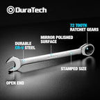 DURATECH 7/16" Ratcheting Combination Wrench, SAE - size: 7/16"