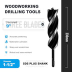 1-1/2" x 9" Auger Drill Bit with SDS Plus Shank for Wood - size: 1-1/2"x9"