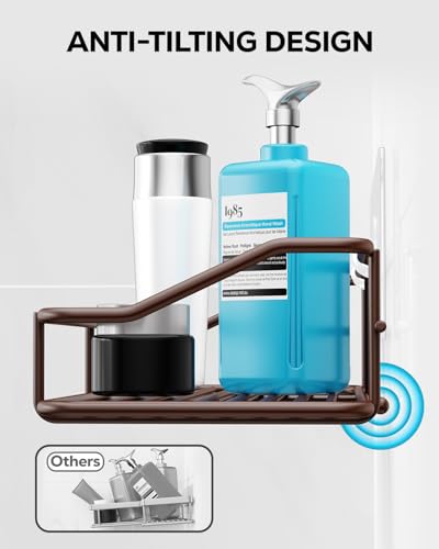 Nieifi Shower Caddy Adhesive, Shower Shelves, Shampoo Holder for Bathroom - color: Brown, size: 3 Pack