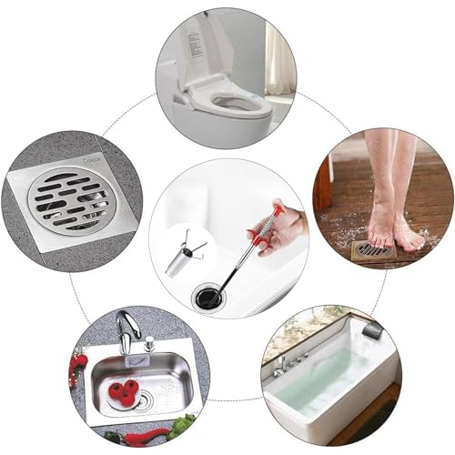 61 Inch Drain Snake Hair Clog Remover, Flexible 4-Claw Grabber Tool