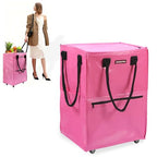 WORKPRO Medium Rolling Grocery Bag, 18-Gallon Rolling Tote with 4 Wheels - color: Pink, size: Medium