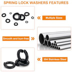 100Pcs M8 Spring Lock Washer, Black 304 Stainless Steel - color: Black, size: M8