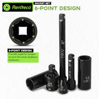Reniteco 56-Piece 3/8" Drive Socket Set, SAE 5/16"-3/4", Metric 8-22mm, Cr-V - size: 3/8"-56 PCS