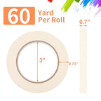 KICNIC Painter Tape, White, Masking Tape, 0.7 in x 60 yd, 1 Roll, Removable - color: White, size: 1 Roll