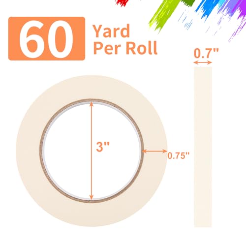 KICNIC Painter Tape, White, Masking Tape, 0.7 in x 60 yd, 1 Roll, Removable - color: White, size: 1 Roll