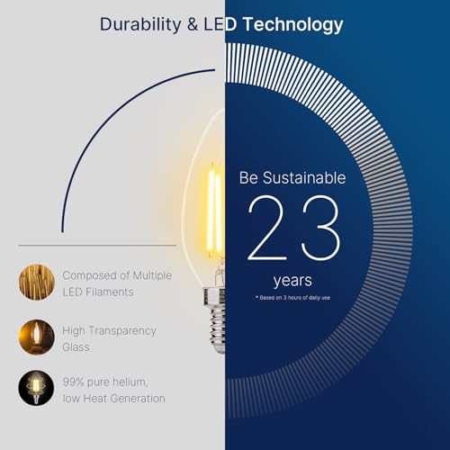 FLSNT 60W Equivalent LED Chandelier Light Bulbs, Dimmable LED B11 E12 Candelabra Base Bulbs, 3000K Warm White, 500LM, 6 Pack - color: 3000k Warm White, size: 6 Count (Pack of 1)