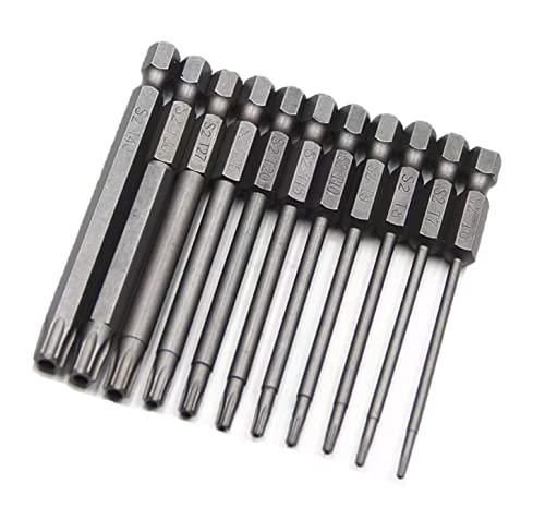 aiyun 11Piece Star Screwdriver Bit Set Shark Vacuum Security (75mm Length) - size: 75mm Length (T6-T40)