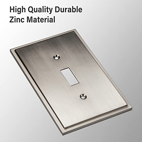 Henne Bery Soft Modern Decorative Wall Plate Switch Plate Outlet Cover (Single Toggle 2PK, Satin Nickel) - style: Single Toggle 2PK