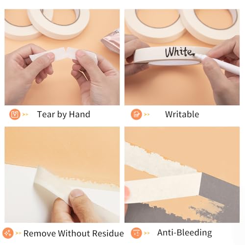 KICNIC Painter Tape, White Masking Tape 0.7 in x 60 yd, 12 Rolls, Removable - color: White, size: 12 Rolls