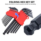 NEIKO 01103A Metric and Standard Allen Wrench Set, 26 Piece Ball End Hex Key Set, SAE & MM Long Allen Keys 1.27mm to 10mm & 0.05” to 3/8 Inch, Hex Wrench, Black Oxide Chrome Vanadium, Storage Case - size: Metric+SAE - 26pc