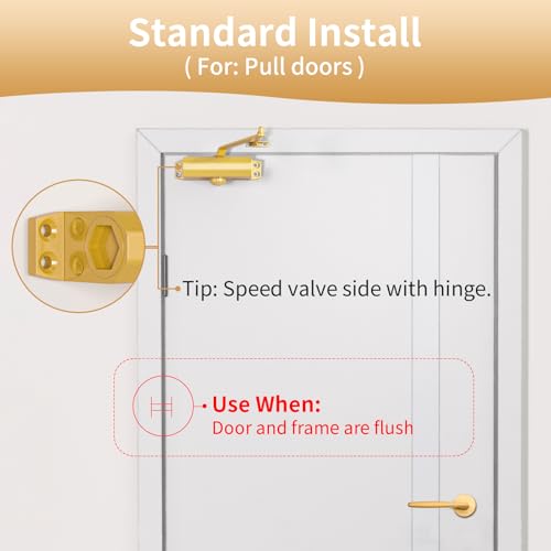 Dullgolden Hydraulic Door Closer Medium Size, Automatic No Slam for Home & Commercial Use - size: Medium, style: Dullgolden